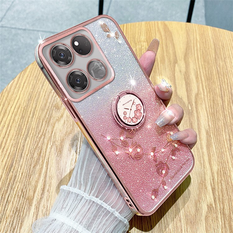 KADEM Phone Cover for OnePlus Ace Racing 5G Case TPU Ring Kickstand Phone Shell - Rose Gold