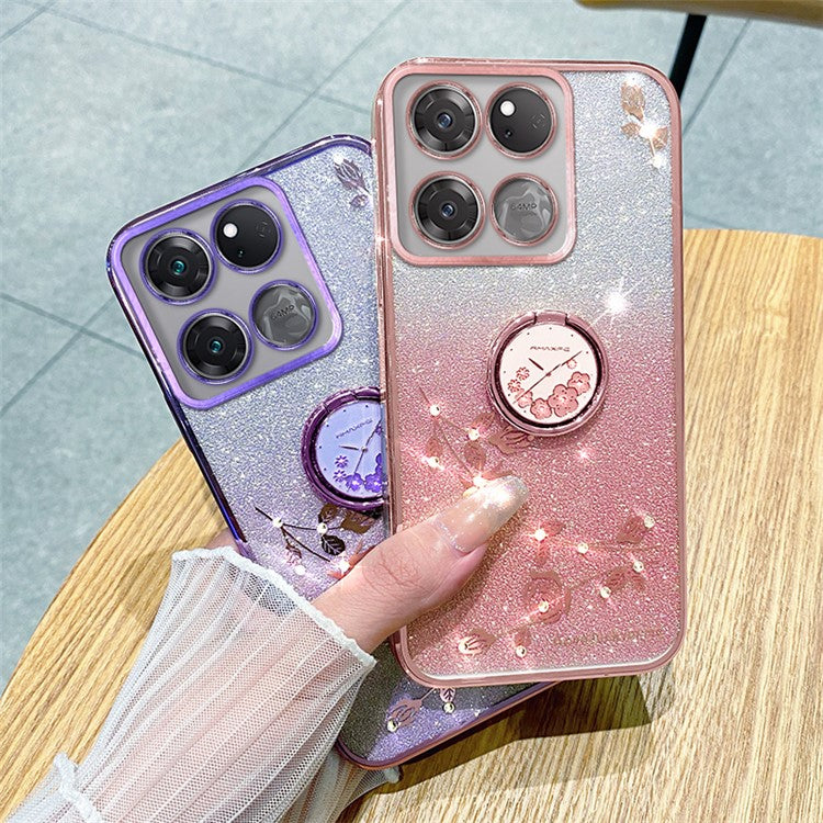 KADEM Phone Cover for OnePlus Ace Racing 5G Case TPU Ring Kickstand Phone Shell - Rose Gold