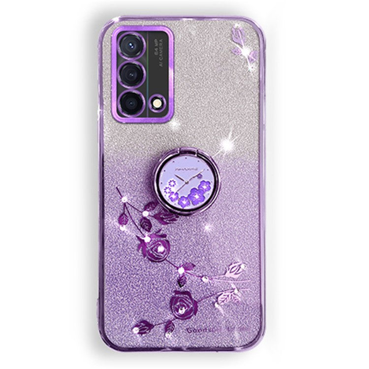 KADEM For Oppo A74 4G / F19 / F19s / A95 4G / Reno6 Lite Case Glitter TPU Kickstand Phone Cover - Purple