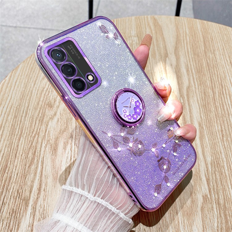 KADEM For Oppo A74 4G / F19 / F19s / A95 4G / Reno6 Lite Case Glitter TPU Kickstand Phone Cover - Purple