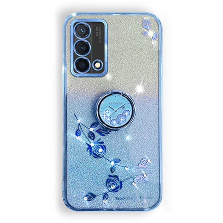 KADEM For Oppo A74 4G / F19 / F19s / A95 4G / Reno6 Lite Case Glitter TPU Kickstand Phone Cover - Blue