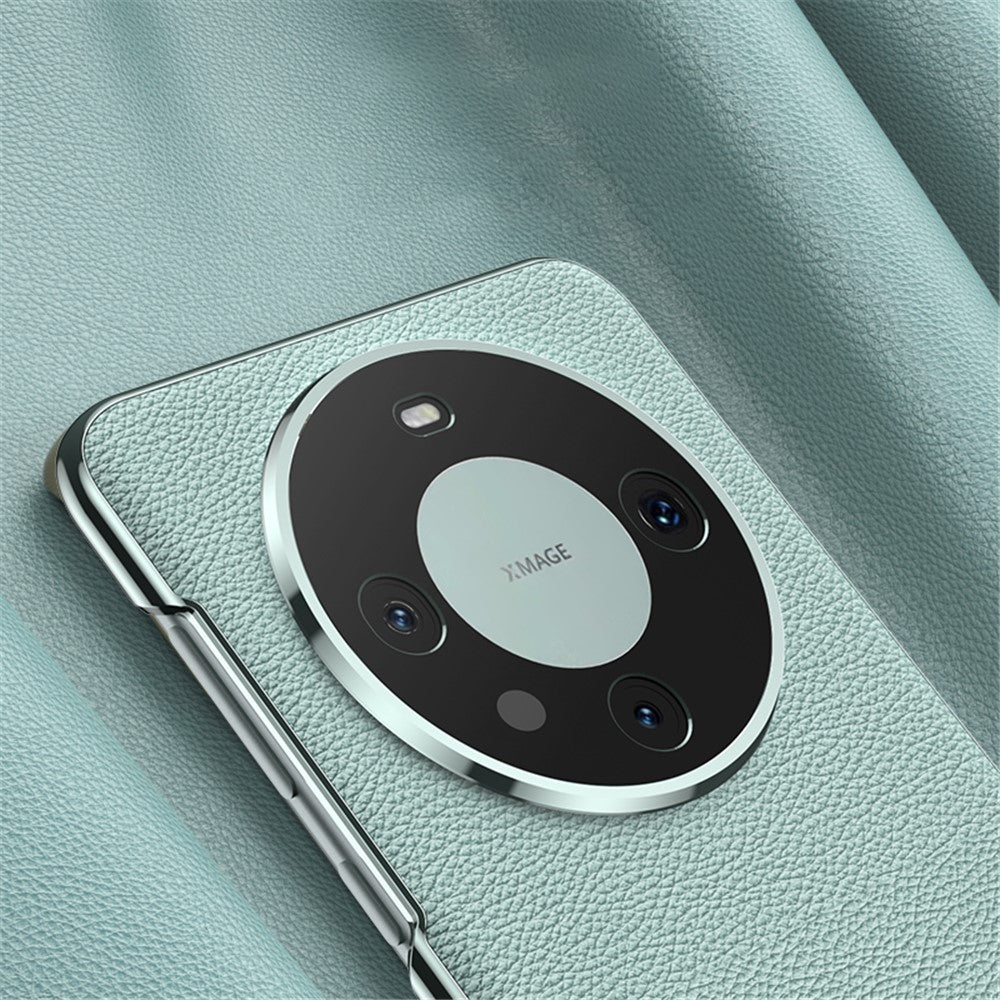 For Huawei Mate 60 Pro Case Electroplating PC+PU Leather Curved Phone Cover - White