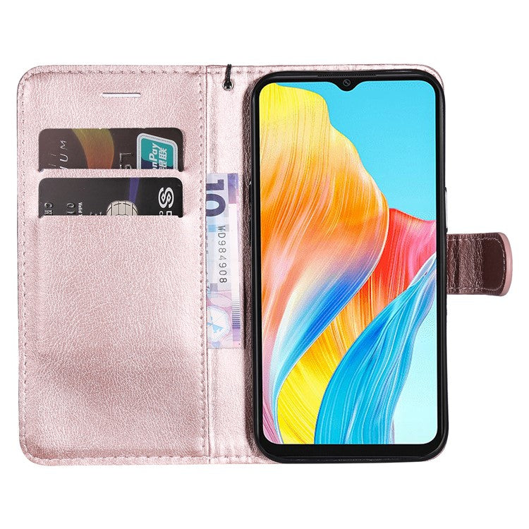 KT Leather Series-2 For Oppo A38 4G Case Wallet PU Leather Shell Solid Color Stand Cell Phone Cover - Rose Gold
