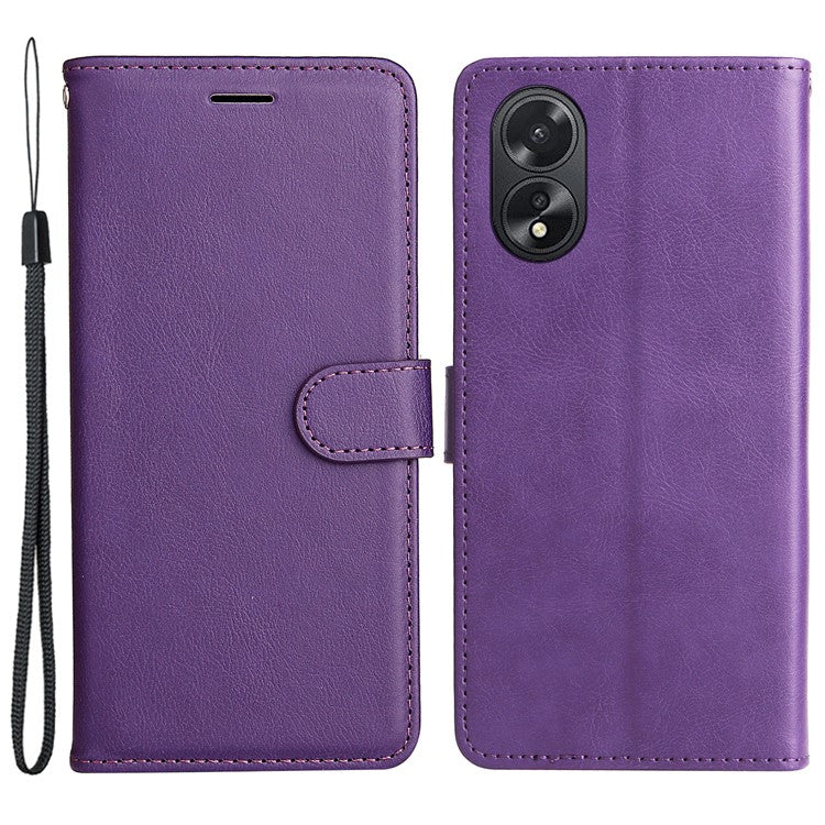KT Leather Series-2 For Oppo A38 4G Case Wallet PU Leather Shell Solid Color Stand Cell Phone Cover - Purple
