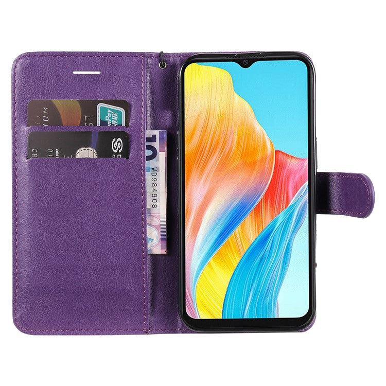 KT Leather Series-2 For Oppo A38 4G Case Wallet PU Leather Shell Solid Color Stand Cell Phone Cover - Purple