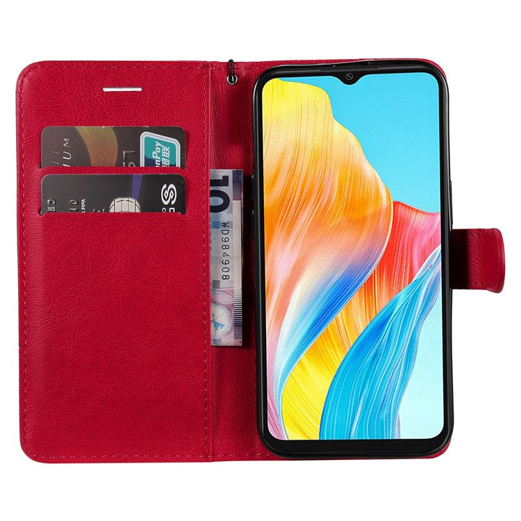 KT Leather Series-2 For Oppo A38 4G Case Wallet PU Leather Shell Solid Color Stand Cell Phone Cover - Red