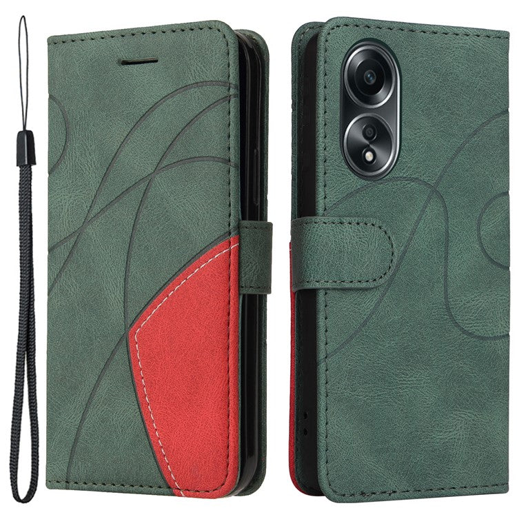 KT Leather Series-1 Phone Case for Oppo A58 4G Stand Anti-Scratch Cell Phone Protector Wallet - Green
