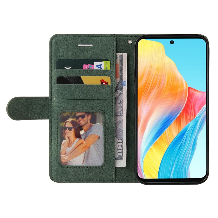 KT Leather Series-1 Phone Case for Oppo A58 4G Stand Anti-Scratch Cell Phone Protector Wallet - Green
