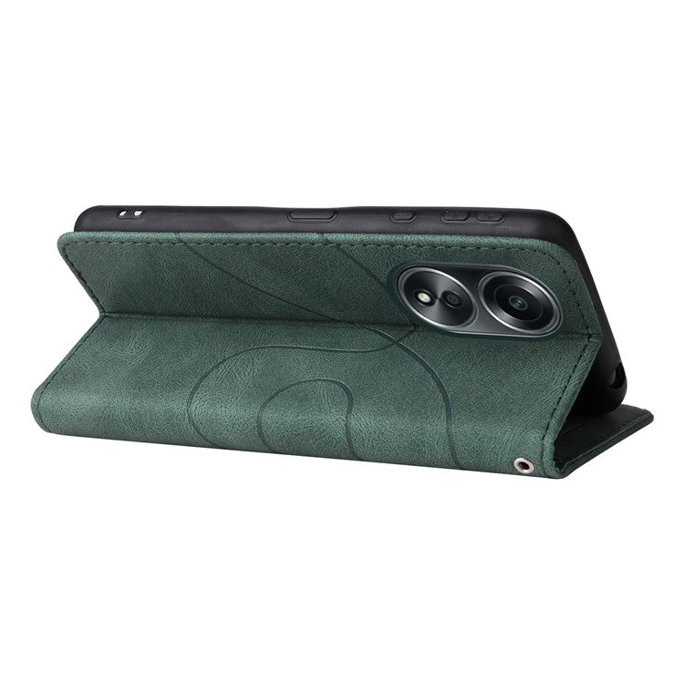 KT Leather Series-1 Phone Case for Oppo A58 4G Stand Anti-Scratch Cell Phone Protector Wallet - Green