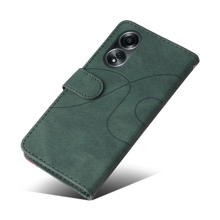 KT Leather Series-1 Phone Case for Oppo A58 4G Stand Anti-Scratch Cell Phone Protector Wallet - Green