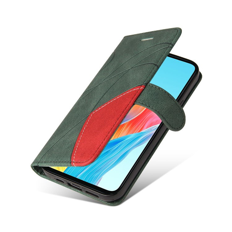 KT Leather Series-1 Phone Case for Oppo A58 4G Stand Anti-Scratch Cell Phone Protector Wallet - Green