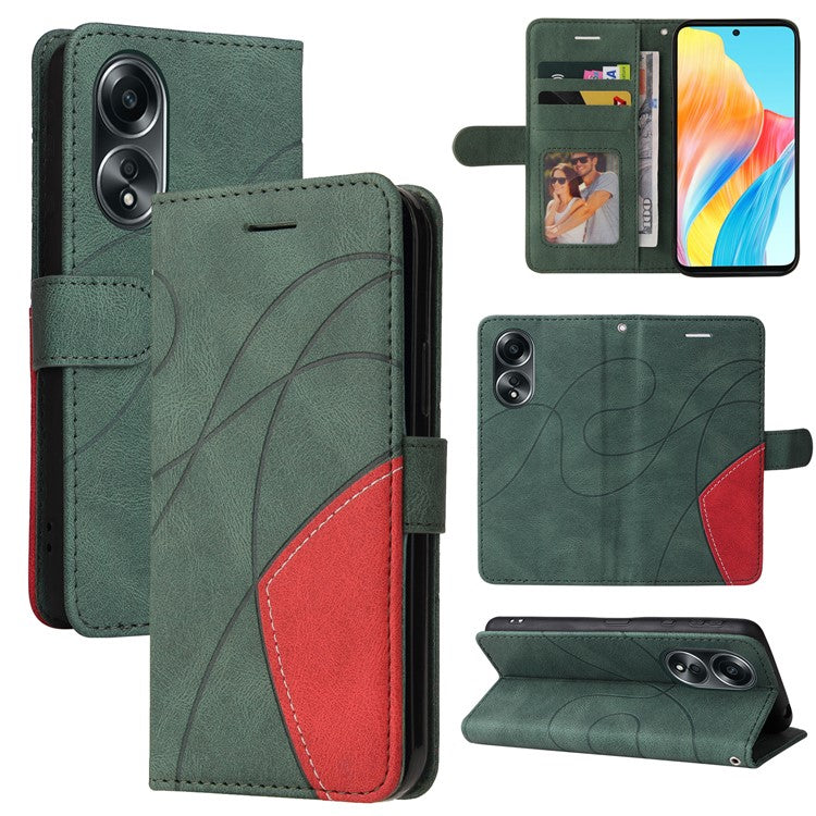 KT Leather Series-1 Phone Case for Oppo A58 4G Stand Anti-Scratch Cell Phone Protector Wallet - Green