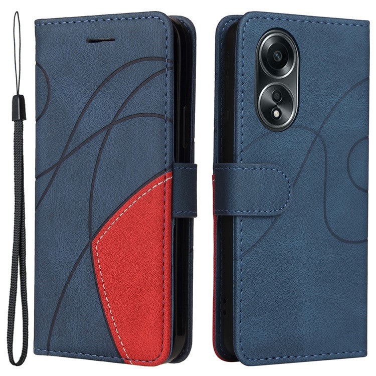 KT Leather Series-1 Phone Case for Oppo A58 4G Stand Anti-Scratch Cell Phone Protector Wallet - Blue