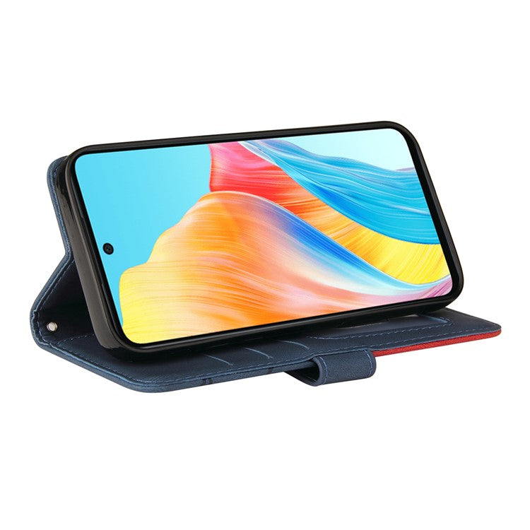 KT Leather Series-1 Phone Case for Oppo A58 4G Stand Anti-Scratch Cell Phone Protector Wallet - Blue