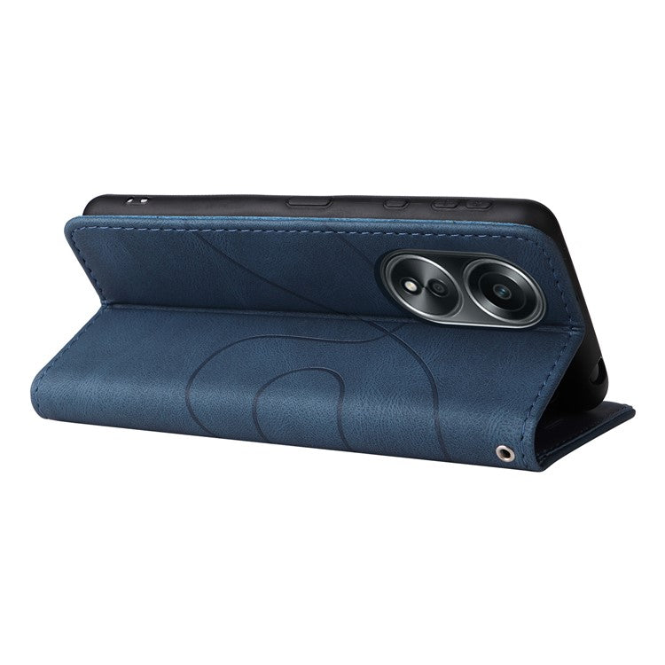 KT Leather Series-1 Phone Case for Oppo A58 4G Stand Anti-Scratch Cell Phone Protector Wallet - Blue