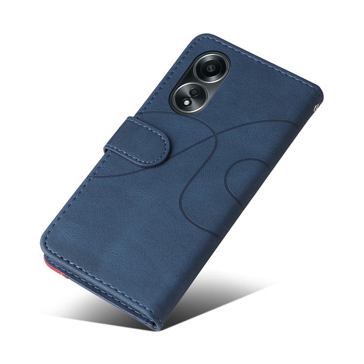 KT Leather Series-1 Phone Case for Oppo A58 4G Stand Anti-Scratch Cell Phone Protector Wallet - Blue