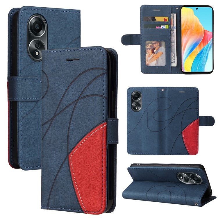 KT Leather Series-1 Phone Case for Oppo A58 4G Stand Anti-Scratch Cell Phone Protector Wallet - Blue