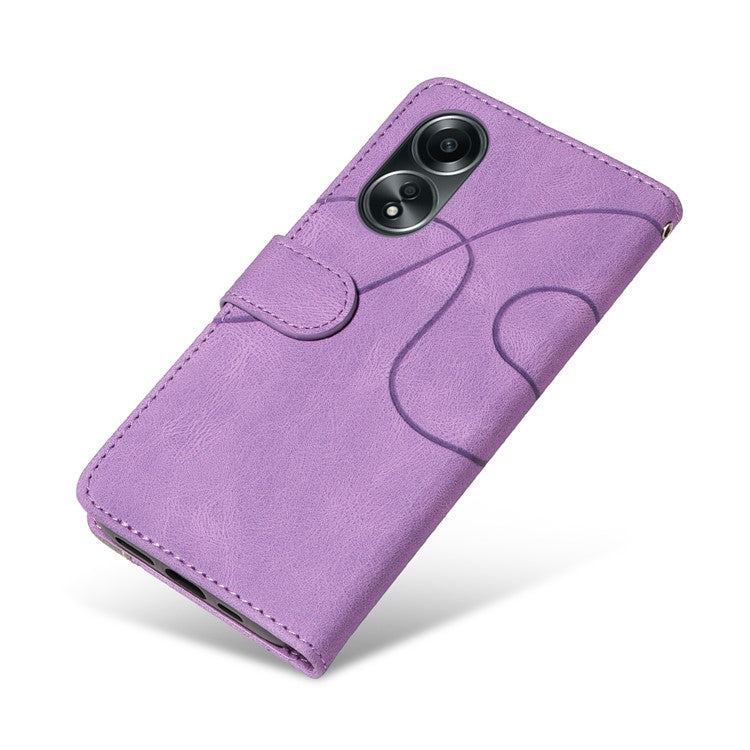 KT Leather Series-1 Phone Case for Oppo A58 4G Stand Anti-Scratch Cell Phone Protector Wallet - Light Purple