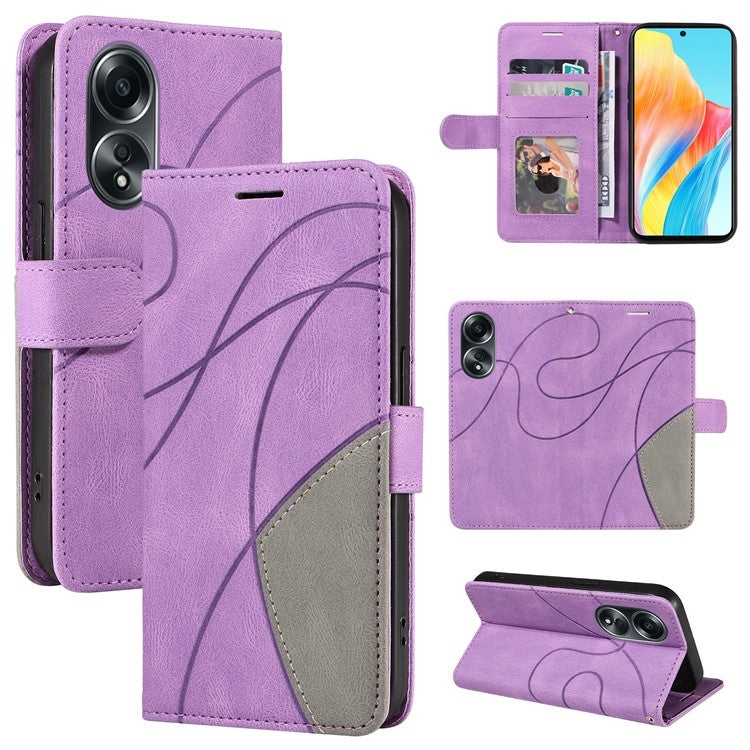KT Leather Series-1 Phone Case for Oppo A58 4G Stand Anti-Scratch Cell Phone Protector Wallet - Light Purple
