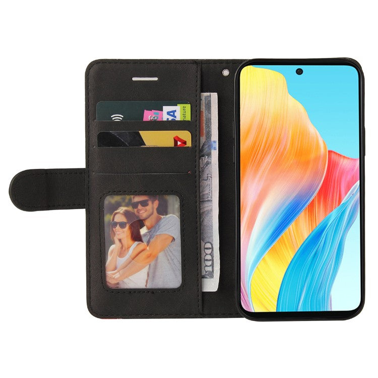 KT Leather Series-1 Phone Case for Oppo A58 4G Stand Anti-Scratch Cell Phone Protector Wallet - Black
