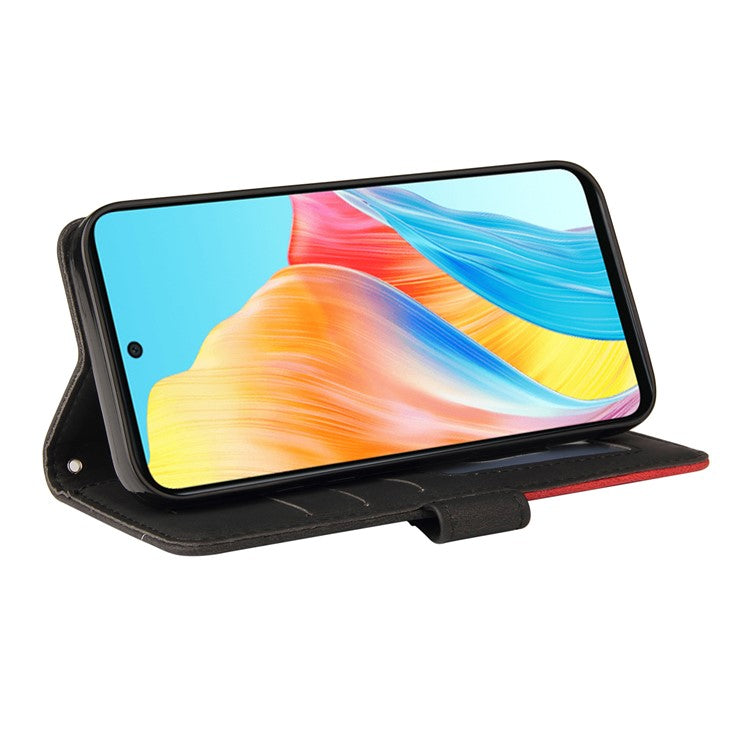 KT Leather Series-1 Phone Case for Oppo A58 4G Stand Anti-Scratch Cell Phone Protector Wallet - Black