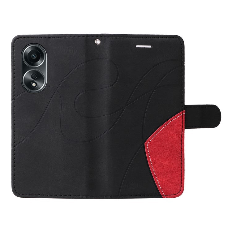 KT Leather Series-1 Phone Case for Oppo A58 4G Stand Anti-Scratch Cell Phone Protector Wallet - Black