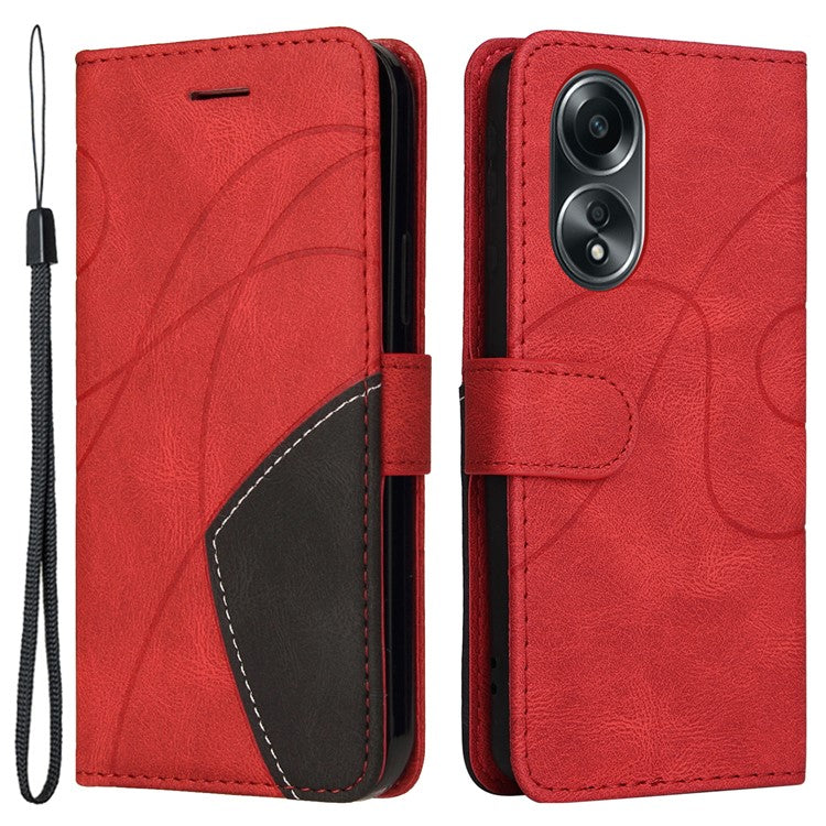 KT Leather Series-1 Phone Case for Oppo A58 4G Stand Anti-Scratch Cell Phone Protector Wallet - Red