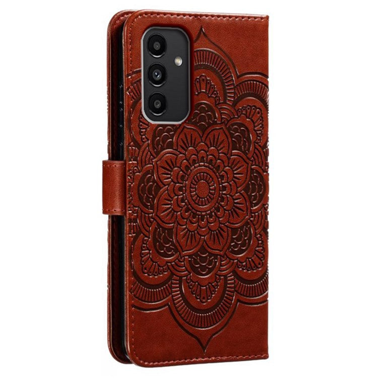 Phone Case for Samsung Galaxy A34 5G Stand Anti-drop Cover Imprinted PU Leather Wallet - Brown