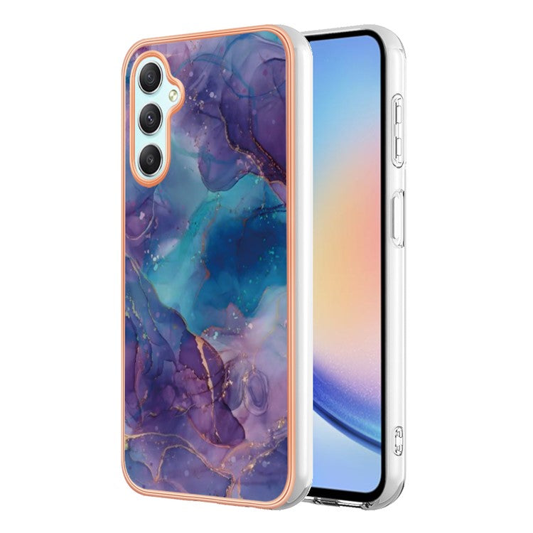 YB IMD Series-16 Style-E For Samsung Galaxy A25 5G (Global) (161.0 x 76.5 x 8.3mm) Case Marble Pattern 2.0mm TPU Phone Cover - Purple
