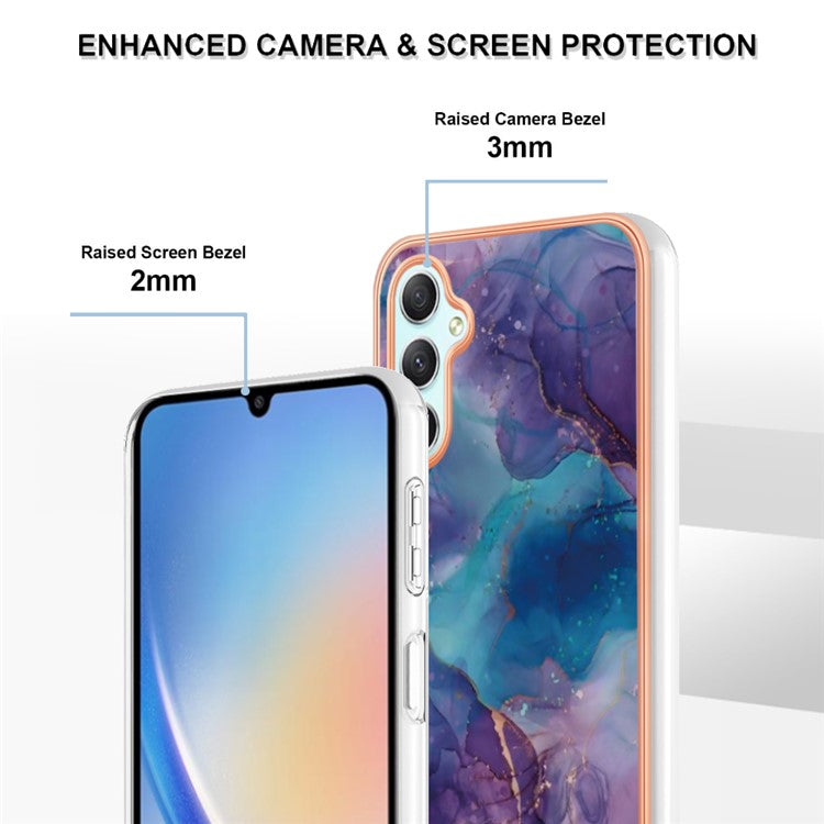 YB IMD Series-16 Style-E For Samsung Galaxy A25 5G (Global) (161.0 x 76.5 x 8.3mm) Case Marble Pattern 2.0mm TPU Phone Cover - Purple