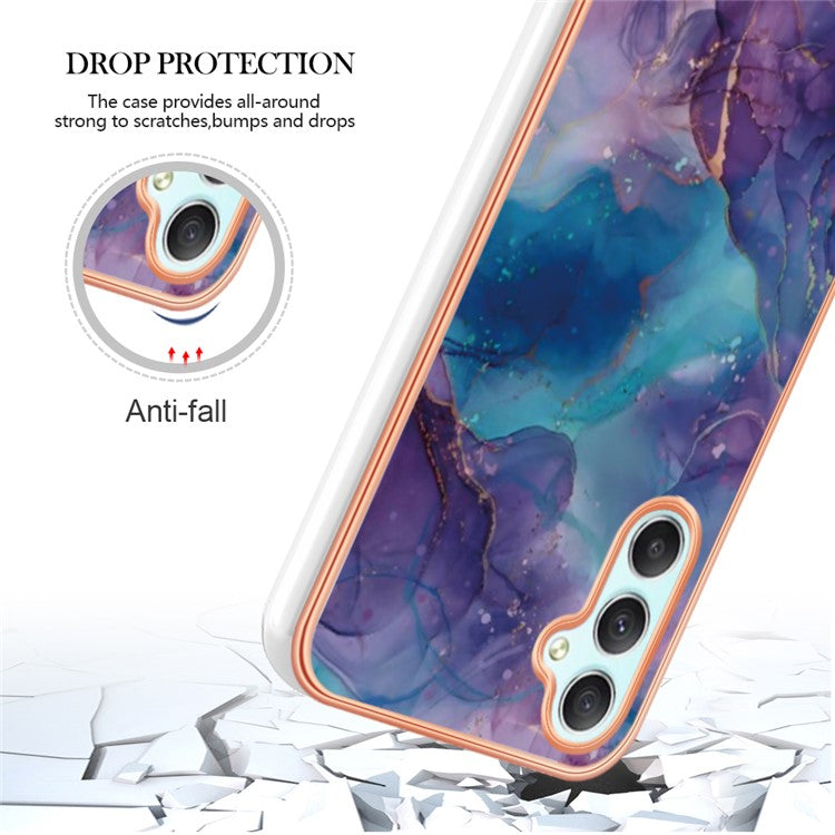 YB IMD Series-16 Style-E For Samsung Galaxy A25 5G (Global) (161.0 x 76.5 x 8.3mm) Case Marble Pattern 2.0mm TPU Phone Cover - Purple