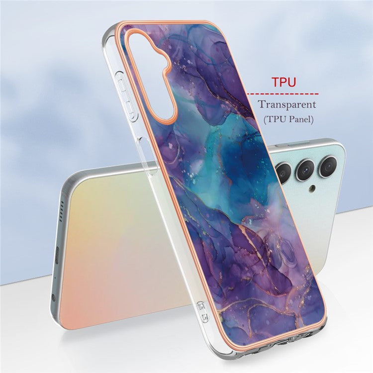 YB IMD Series-16 Style-E For Samsung Galaxy A25 5G (Global) (161.0 x 76.5 x 8.3mm) Case Marble Pattern 2.0mm TPU Phone Cover - Purple