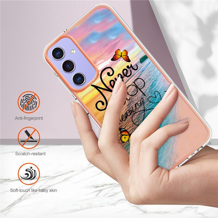 YB IMD Series-1 For Samsung Galaxy A15 5G Case Pattern Plating Frame Design Phone Cover - Never Stop Dreaming