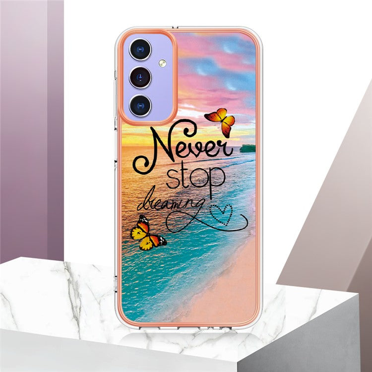 YB IMD Series-1 For Samsung Galaxy A15 5G Case Pattern Plating Frame Design Phone Cover - Never Stop Dreaming