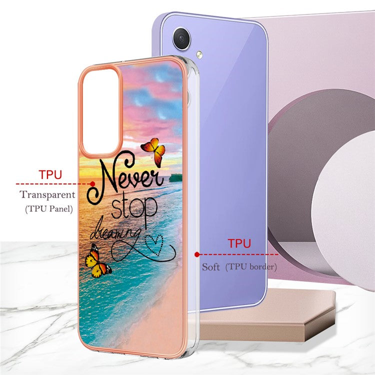 YB IMD Series-1 For Samsung Galaxy A15 5G Case Pattern Plating Frame Design Phone Cover - Never Stop Dreaming
