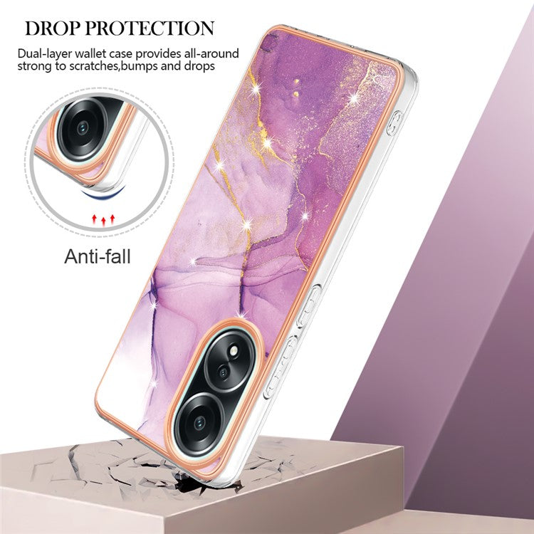YB IMD Series-2 For Oppo A58 4G Case Electroplated Edge TPU Phone Cover - Purple 001