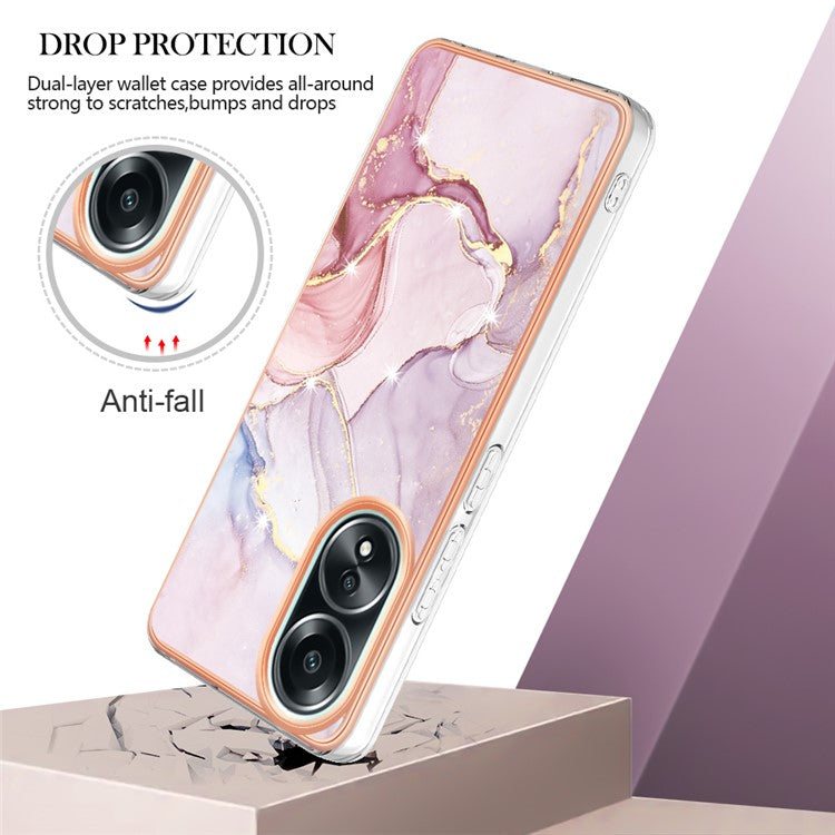 YB IMD Series-2 For Oppo A58 4G Case Electroplated Edge TPU Phone Cover - Rose Gold 005