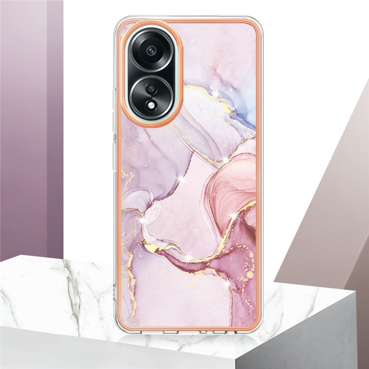 YB IMD Series-2 For Oppo A58 4G Case Electroplated Edge TPU Phone Cover - Rose Gold 005