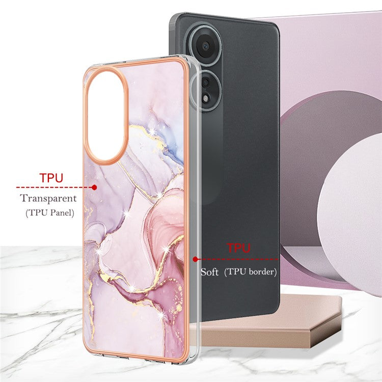 YB IMD Series-2 For Oppo A58 4G Case Electroplated Edge TPU Phone Cover - Rose Gold 005