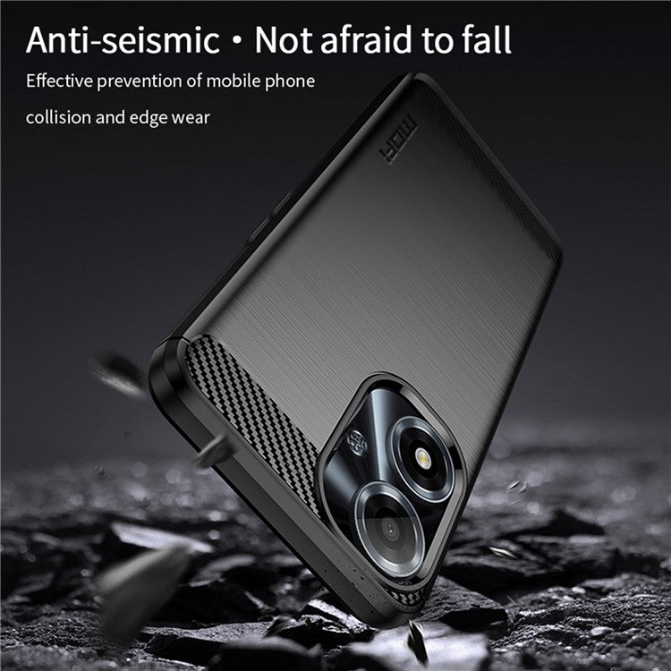 MOFI JK TPU Series-1 For Oppo A2m 5G Case Carbon Fiber Texture TPU Cell Phone Cover - Black