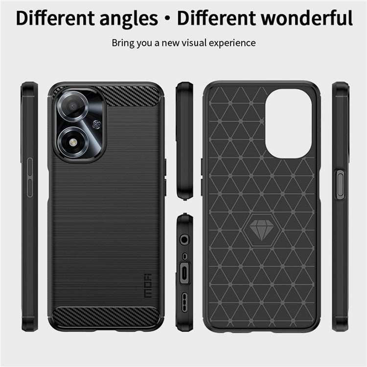 MOFI JK TPU Series-1 For Oppo A2m 5G Case Carbon Fiber Texture TPU Cell Phone Cover - Black