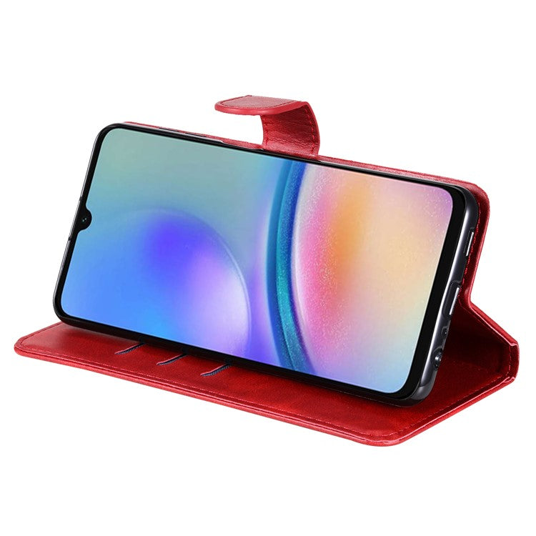 For Samsung Galaxy A05s 4G Case Leather Cellphone Cover with Zipper Pocket Wallet - Red
