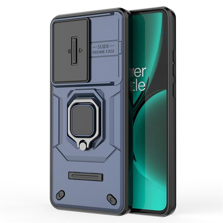 For OnePlus Nord CE3 5G Case Kickstand Phone Cover with Slide Lens Protector - Blue