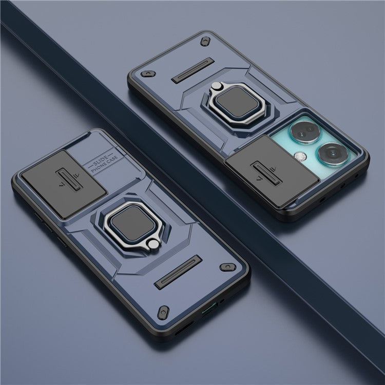 For OnePlus Nord CE3 5G Case Kickstand Phone Cover with Slide Lens Protector - Blue