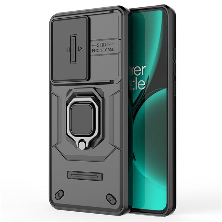 For OnePlus Nord CE3 5G Case Kickstand Phone Cover with Slide Lens Protector - Black