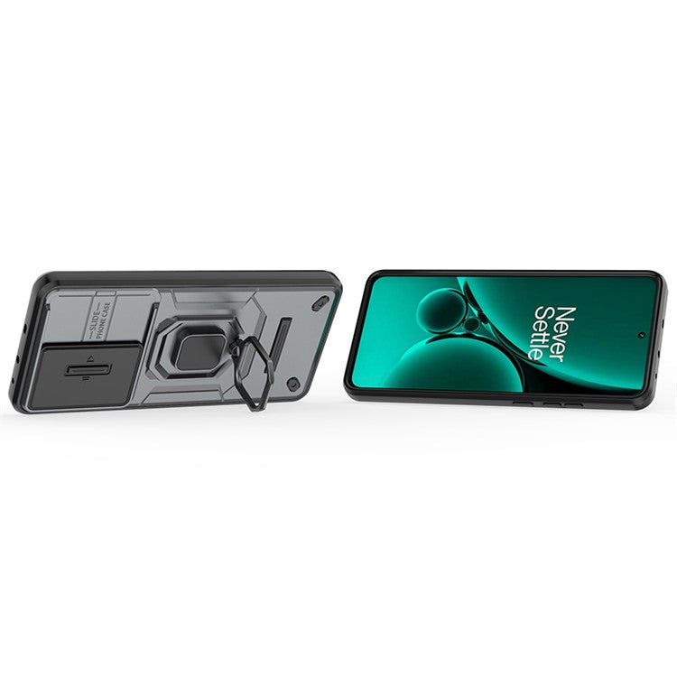 For OnePlus Nord CE3 5G Case Kickstand Phone Cover with Slide Lens Protector - Grey