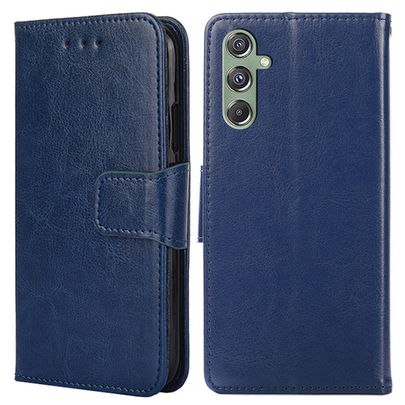 For Samsung Galaxy M34 5G / F34 5G Case Dustproof TPU+PU Leather Wallet Stand Cell Phone Protector - Sapphire