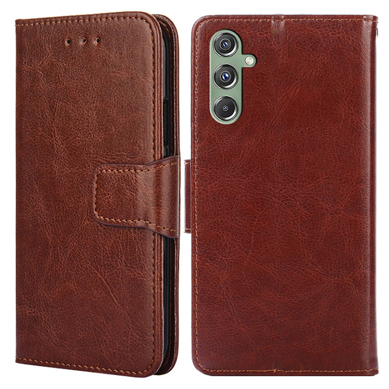 For Samsung Galaxy M34 5G / F34 5G Case Dustproof TPU+PU Leather Wallet Stand Cell Phone Protector - Brown
