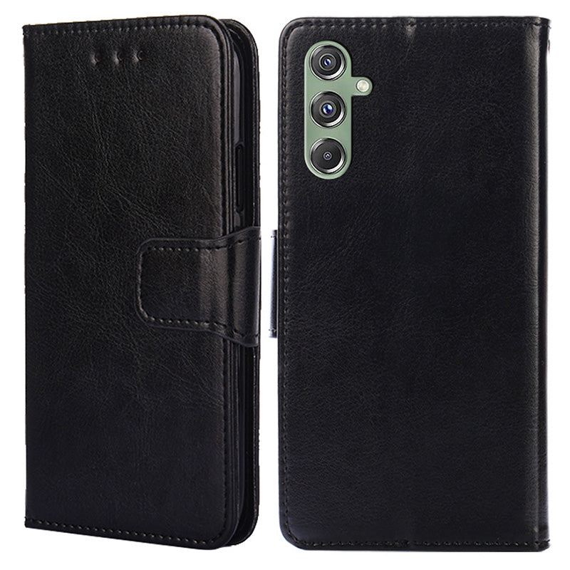 For Samsung Galaxy M34 5G / F34 5G Case Dustproof TPU+PU Leather Wallet Stand Cell Phone Protector - Black