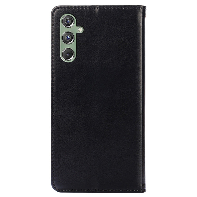 For Samsung Galaxy M34 5G / F34 5G Case Dustproof TPU+PU Leather Wallet Stand Cell Phone Protector - Black